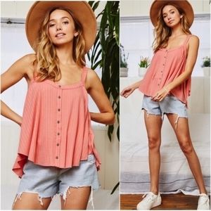 Women's Boho button detail tank top - S